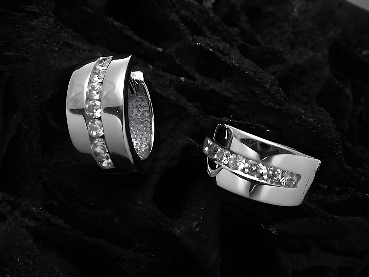 Creole Sterling Silber rhod. poliert mit Zirkonia in 14 mm vom Hersteller Juwelier Harnisch, elegant gestaltet und ideal für modische Akzente, bis 15 mm. – Ansicht 2