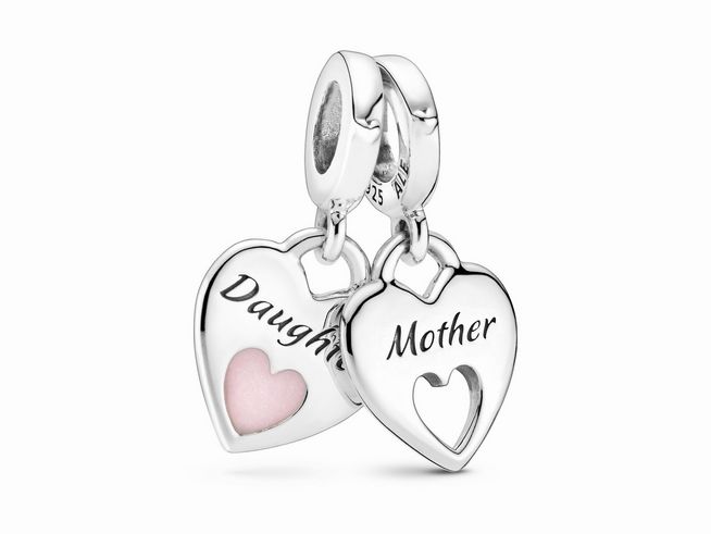 Pandora People - Charm - Mutter & Tochter Herz - Silber - 799187C01 - Emaille