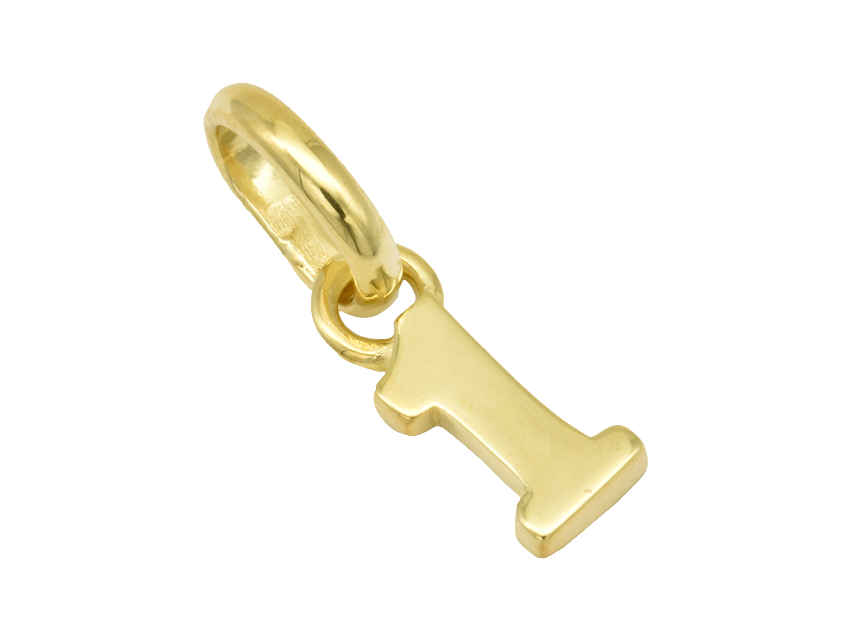 Gold Anhänger Zahl 1 aus 750er Gelbgold poliert, symbolisiert Glückszahlen, gefertigt von Juwelier Harnisch, ideal für persönliche Schmuckstücke.