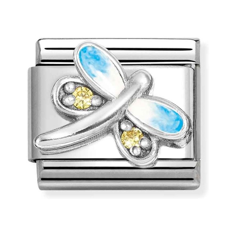 Nomination Composable Classic Charm Libelle - Edelstahl, Sterling Silber, Emaille, Zirkonia