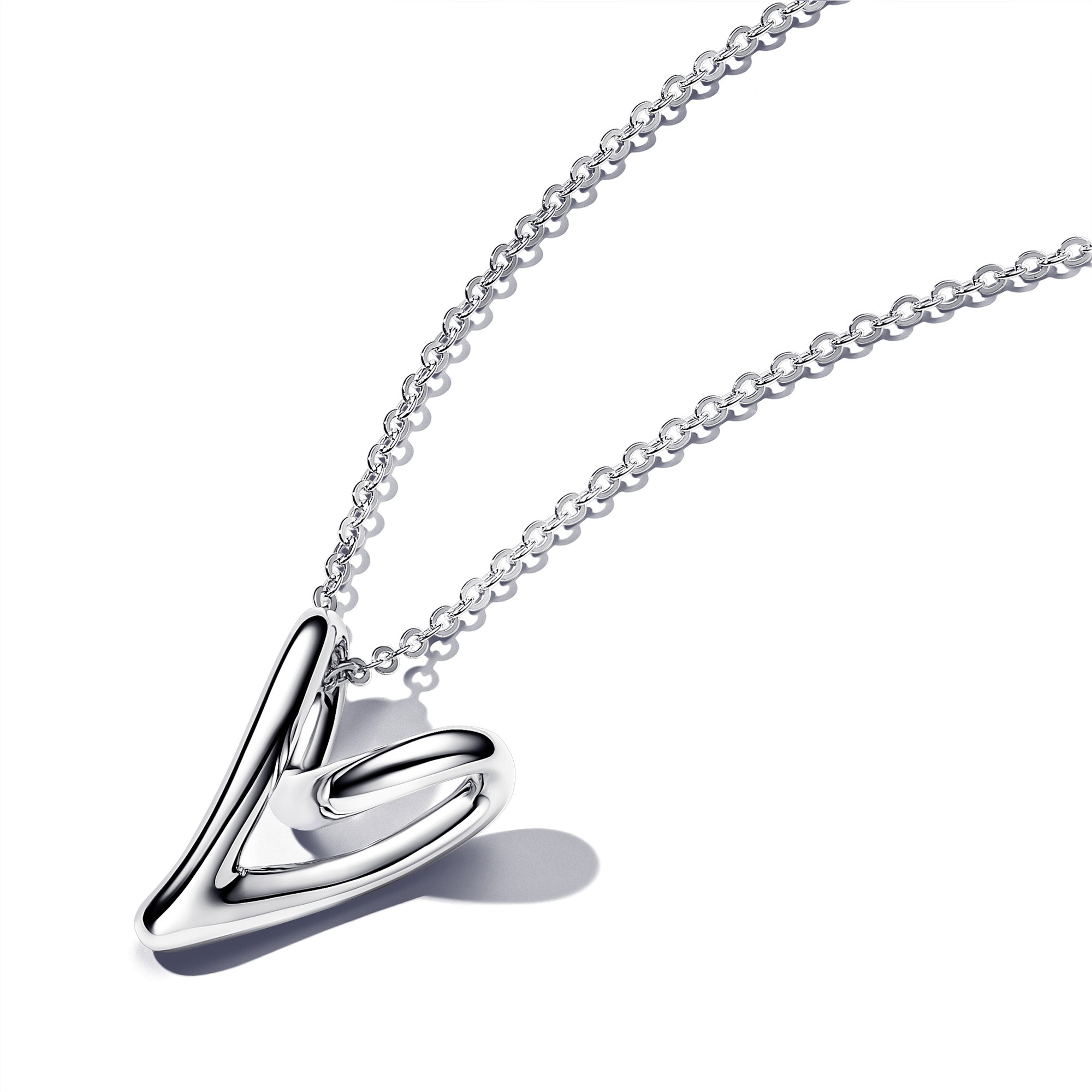 Pandora ESSENCE organisch Geformtes Herz Anhänger-Halskette - Sterling Silber - 70 cm