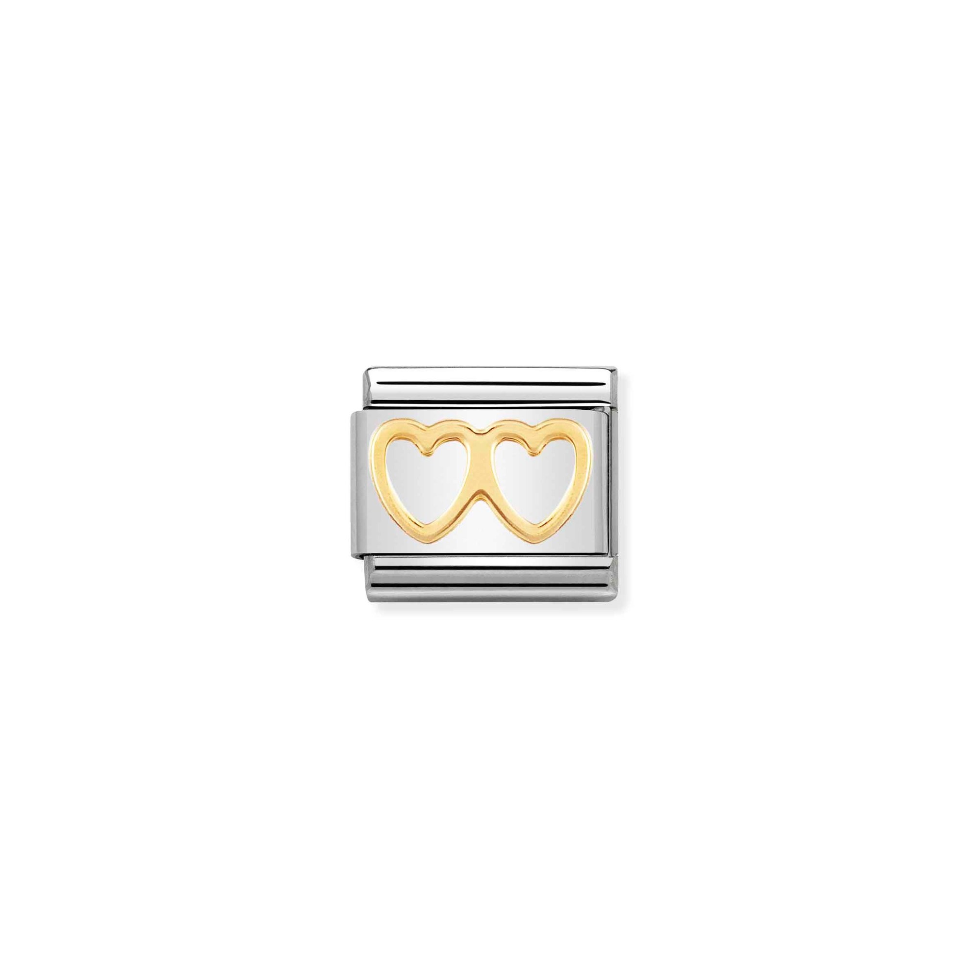 Nomination Composable Classic Charm Doppelherz - Edelstahl, Gelbgold