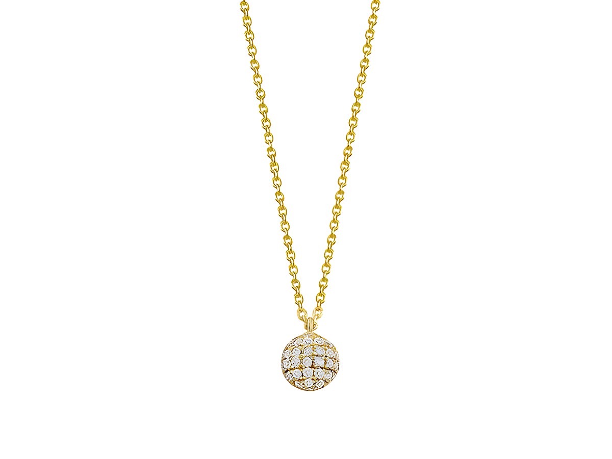 Xenox Sterling Silber Kette XS6087G mit CLASSIC CIRCLE Anhänger, gelbgold vergoldete Karreekette, elegante Design für modernen Schmuckgeschmack, Länge 40-45 cm.