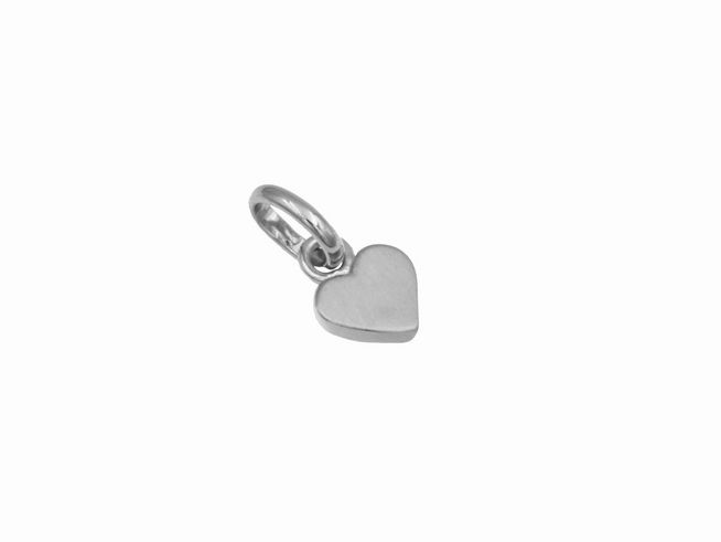 Herz Anhänger aus rhodiniertem Sterling Silber, flach gestaltet, ideal für persönliche Schmuckstücke und Kombinationen, hergestellt von Juwelier Harnisch.