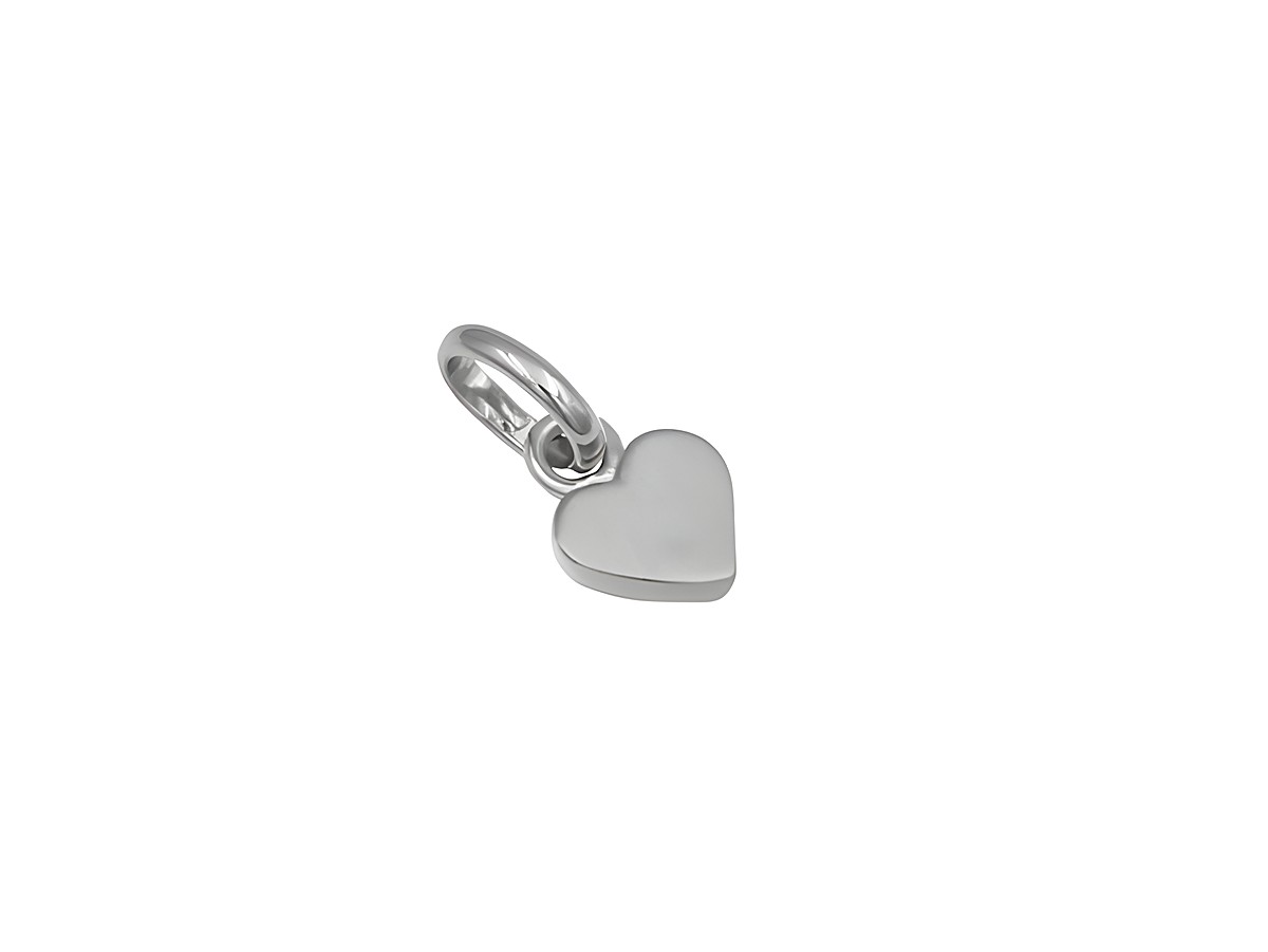 Herz Anhänger aus rhodiniertem Sterling Silber, flach gestaltet, ideal für persönliche Schmuckstücke und Kombinationen, hergestellt von Juwelier Harnisch.