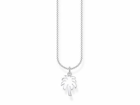 Kette aus Silber mit palmenförmigem Anhänger aus der Thomas Sabo Charming Collection, Länge von 38 bis 45 cm, elegantes und modernes Design.
