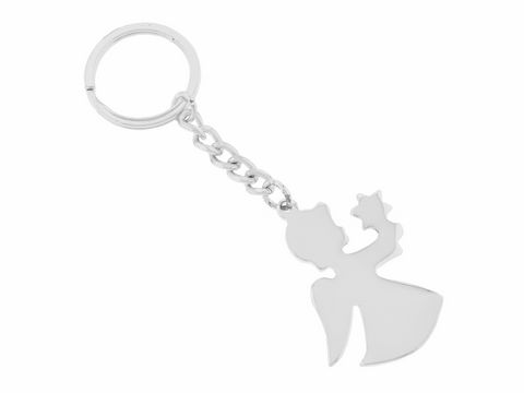 62471-0 Schlüsselanhänger Engel aus Metall versilbert in silberfarben mit einer Größe von 11,5 cm, Hersteller Juwelier Harnisch, ideal als dekoratives Accessoire oder Geschenk.