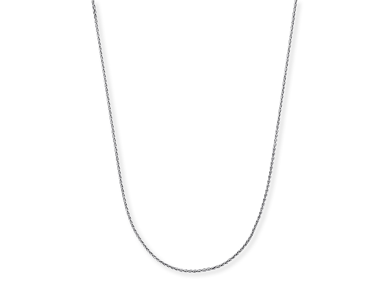 Silberne Zopfkette von Engelsrufer, rhodiniert, 45 cm lang, elegantes Design mit feiner Struktur, perfekt für jeden Anlass und zum Tragen mit Anhängern geeignet.