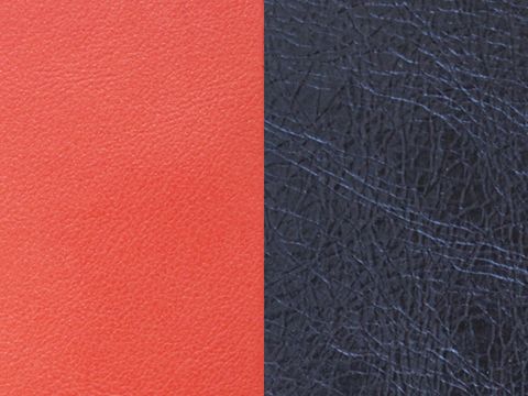 Kombination aus korallenrotem und metallic marineblauem Leder für Les Georgettes Armreifen Einsätze, 8 mm, hochwertiges Material mit feiner Struktur.