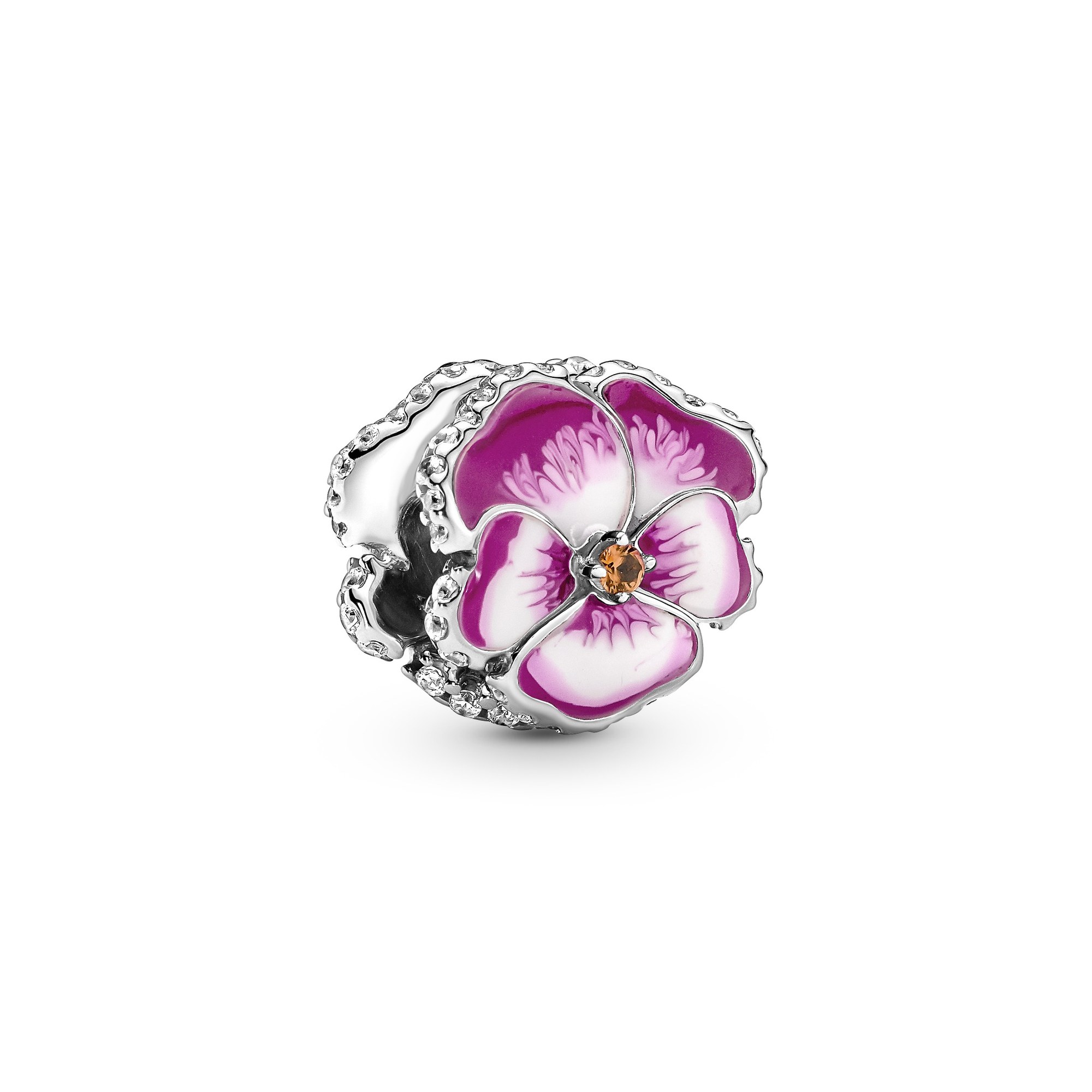 Pandora Pinke Stiefmütterchen Blume Charm - Silber - Emaille Steinmix - Multicolor