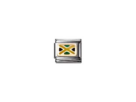 Charm mit dem Motiv der jamaikanischen Flagge, gefertigt aus hochwertigem Material, passend für Nomination Armbänder, klassisches Design, ideal für amerikanische Kunden.