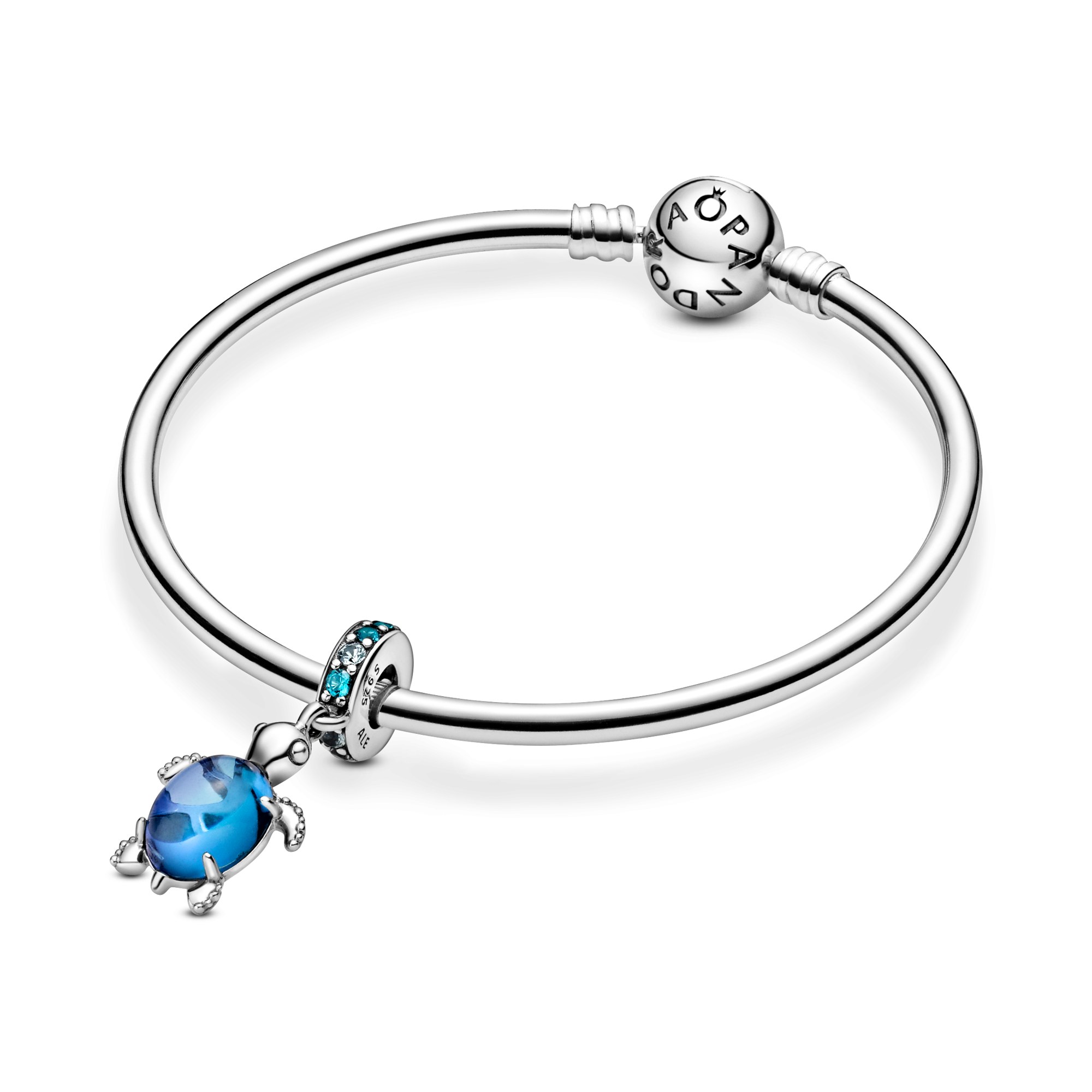 Pandora Silber Muranoglas-Charm Meeresschildkröte, baumelnd - Kristall – Ansicht 3