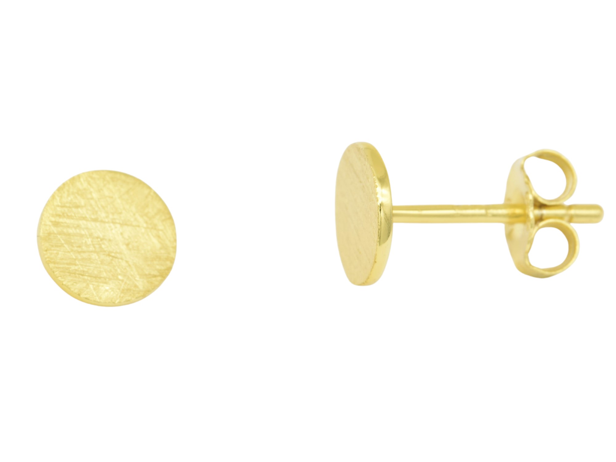 Ohrringe Ohrstecker Flache Platte - Sterling Silber 925 - Gelbgold Vergoldung eismattiert
