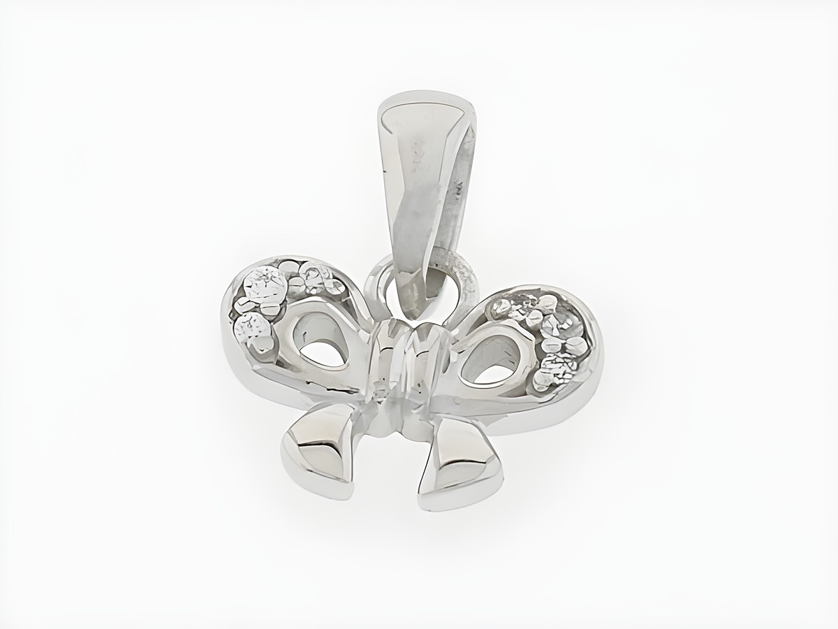 Schleife Silber Anhänger niedlich rhodiniert mit Zirkonia, Hersteller Juwelier Harnisch, funkelnde Details verleihen einen eleganten Look für jeden Anlass.
