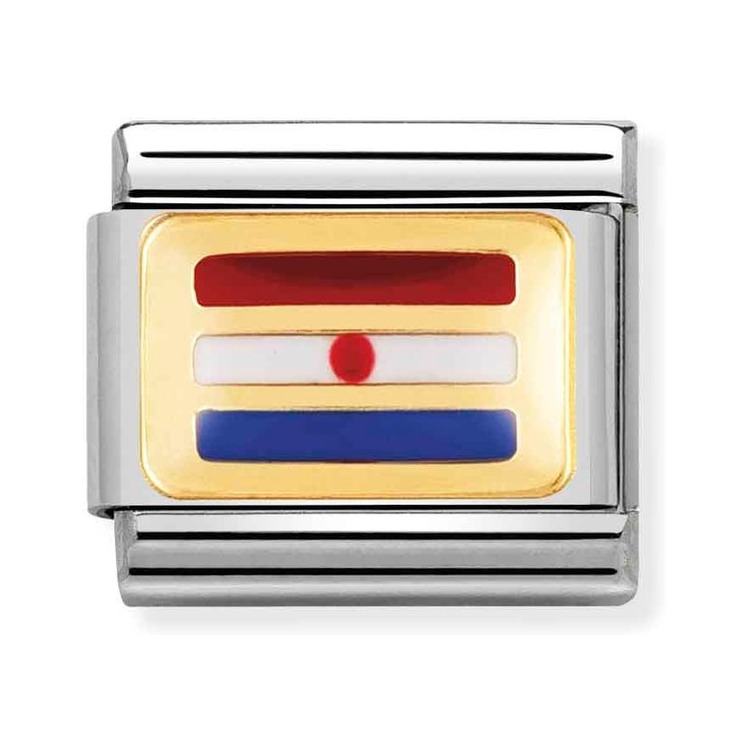 Nomination Composable Classic Charm Flagge Kroatien - Edelstahl, Gold 750 Gelbgold, Emaille
