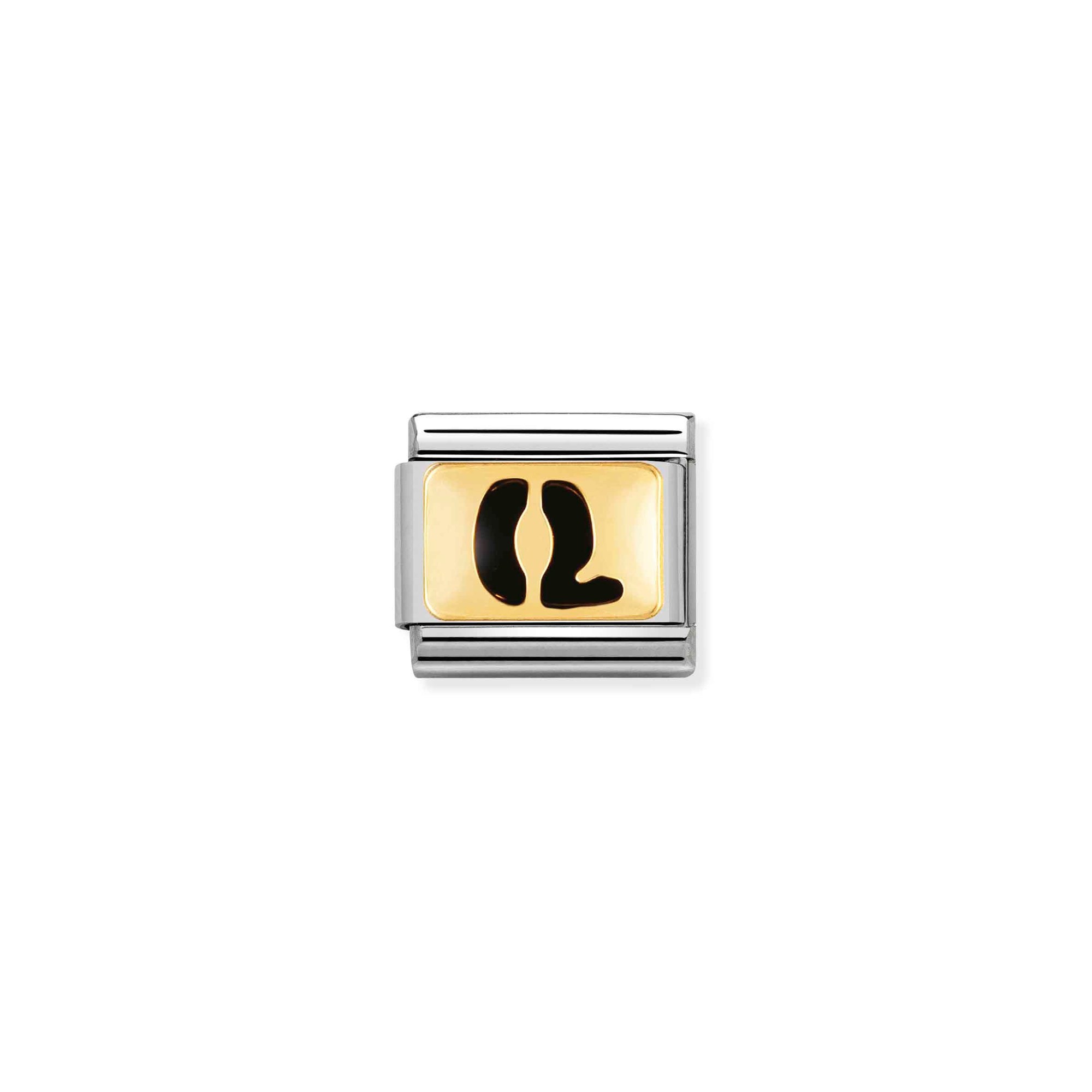 Nomination Composable Classic Charm Buchstabe Q schwarz - Edelstahl, Gold 750 Gelbgold, Emaille