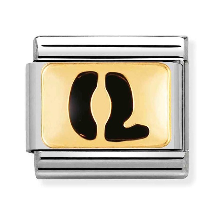 Nomination Composable Classic Charm Buchstabe Q schwarz - Edelstahl, Gold 750 Gelbgold, Emaille