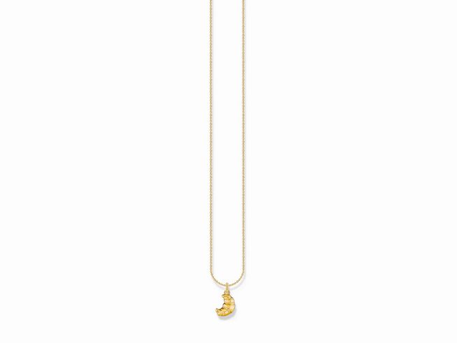 Thomas Sabo Kette mit einem vergoldeten Croissant-Anhänger aus Silber, Länge von 38 bis 45 cm, elegantes Schmuckstück für stilvolle Akzente.