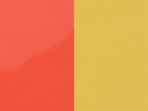 Neon Orange und Kanarisches Gelb Leder Einsätze für Les Georgettes Armreifen, 8 mm, glänzende und matte Oberflächen, kombiniert für ein modernes und auffälliges Design.