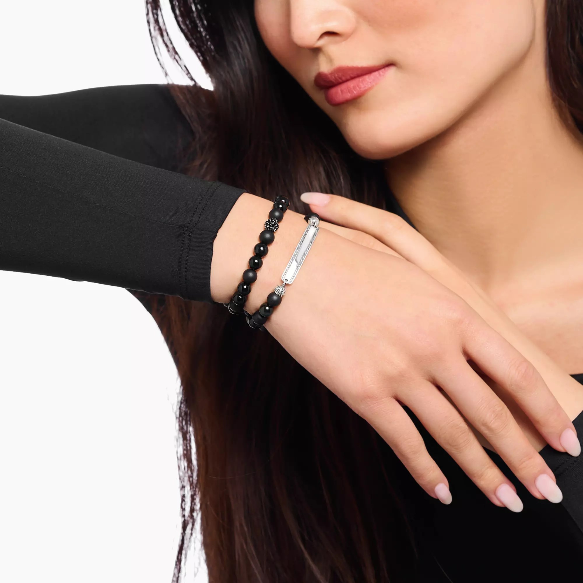 Thomas Sabo Gravur-Armband Obsidian und Tigerauge – 17 cm – Ansicht 3