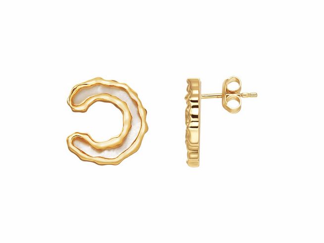 Xenox Sterling Silber Ohrringe XS2231G - WAVES in Gelbgold vergoldet mit geschwungener Form und eleganter Optik, ideal für stilvollen Ohrschmuck.