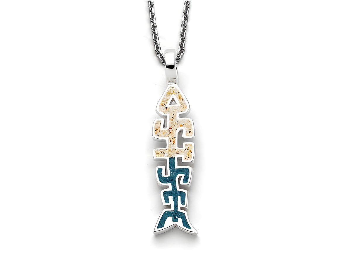 DUR Anhänger Fischgräte Ostsee P4439 aus rhodiniertem Sterling Silber in eleganter Fischform mit buntem Design und feinen Details, ideal für einen stilvollen Look.