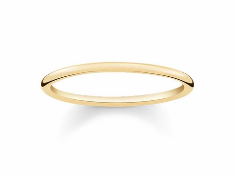 Thomas Sabo TR2123-413-12-56 Ring in Größe 56 aus vergoldetem Silber in Gelbgold, schlichtes Design mit glatter Oberfläche und ovaler Form, ideal für jeden Anlass.
