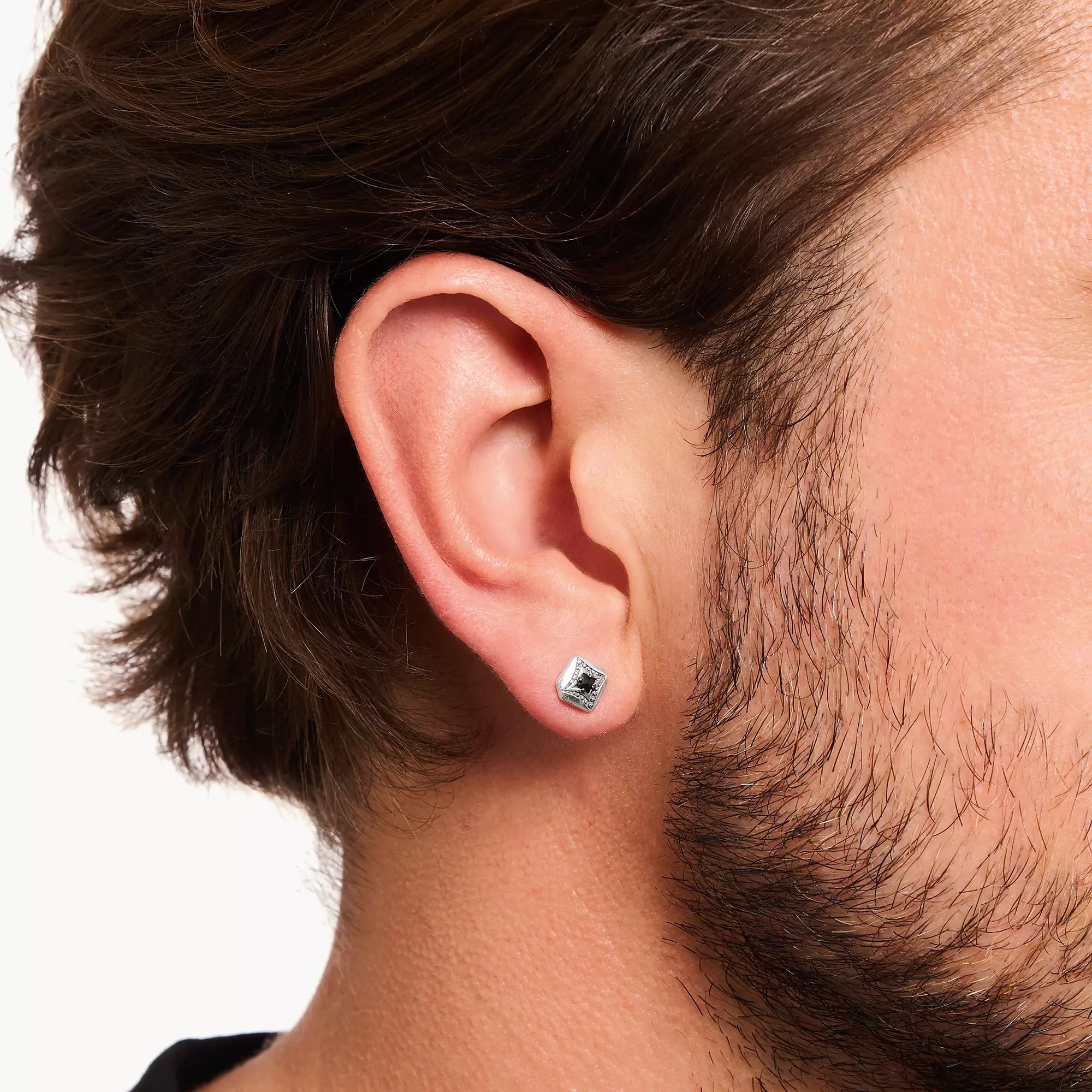 Thomas Sabo Einzel Ohrring - Rebel Wolf Einzel - Ohrstecker - Silber gesch. & Zirkonia - Schwarz – Ansicht 4