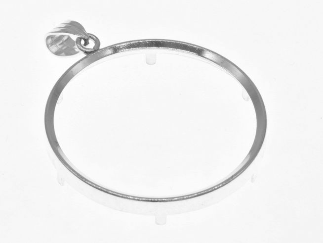 Münzfassung Anhänger aus 925 Sterling Silber, schlichtes Design, für Münzen bis 4,0 cm Durchmesser, Hersteller Juwelier Harnisch, Maß 36 mm maximal.