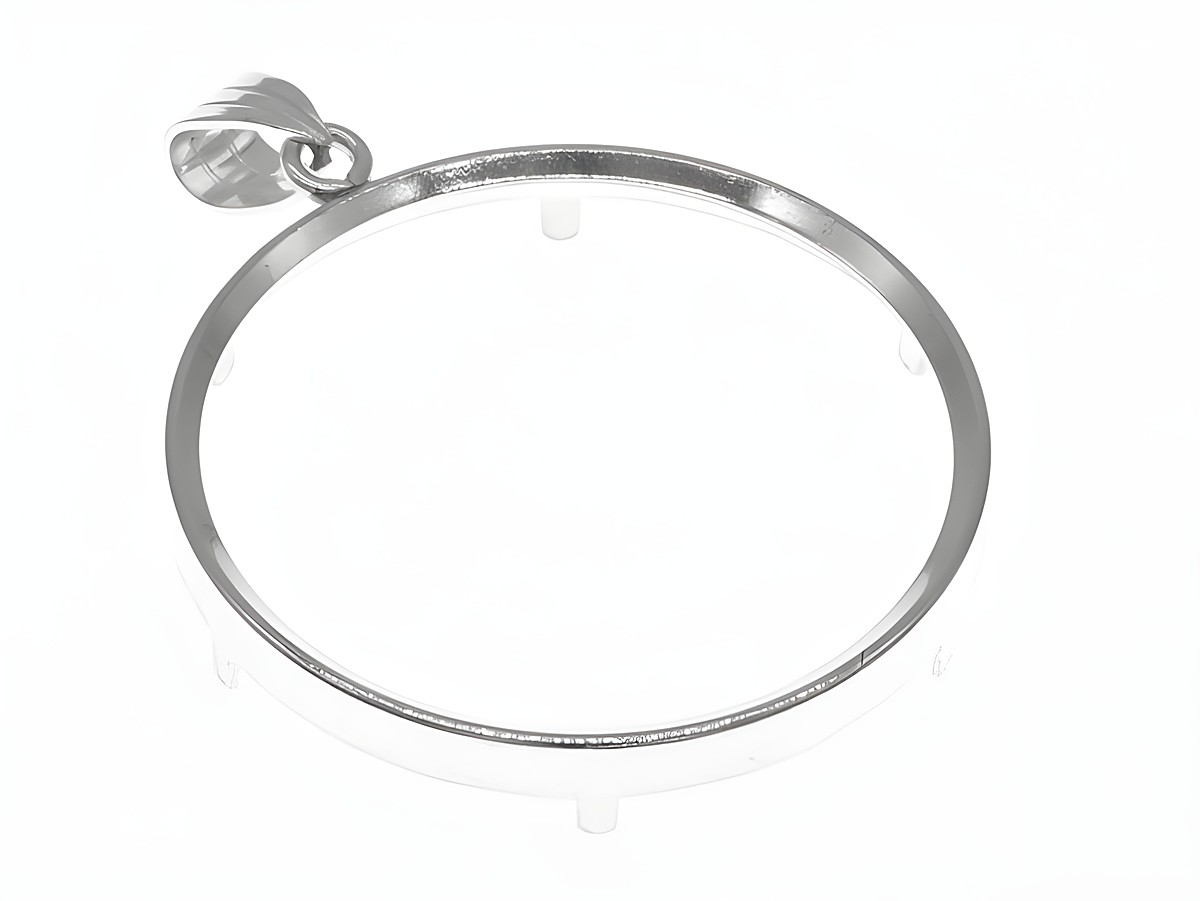 Münzfassung Anhänger aus 925 Sterling Silber, schlichtes Design, für Münzen bis 4,0 cm Durchmesser, Hersteller Juwelier Harnisch, Maß 36 mm maximal.