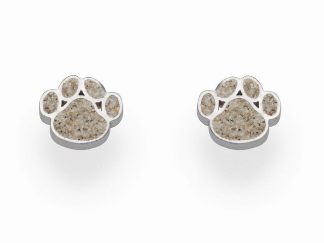 DUR Ohrringe in Form einer Pfote aus Sterling Silber mit einem sandy-farbenen Innenleben, dezent und stilvoll, ideal für Tierliebhaber und jeden Anlass.