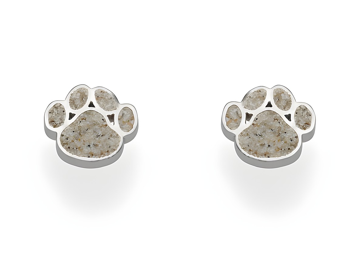 DUR Ohrringe in Form einer Pfote aus Sterling Silber mit einem sandy-farbenen Innenleben, dezent und stilvoll, ideal für Tierliebhaber und jeden Anlass.