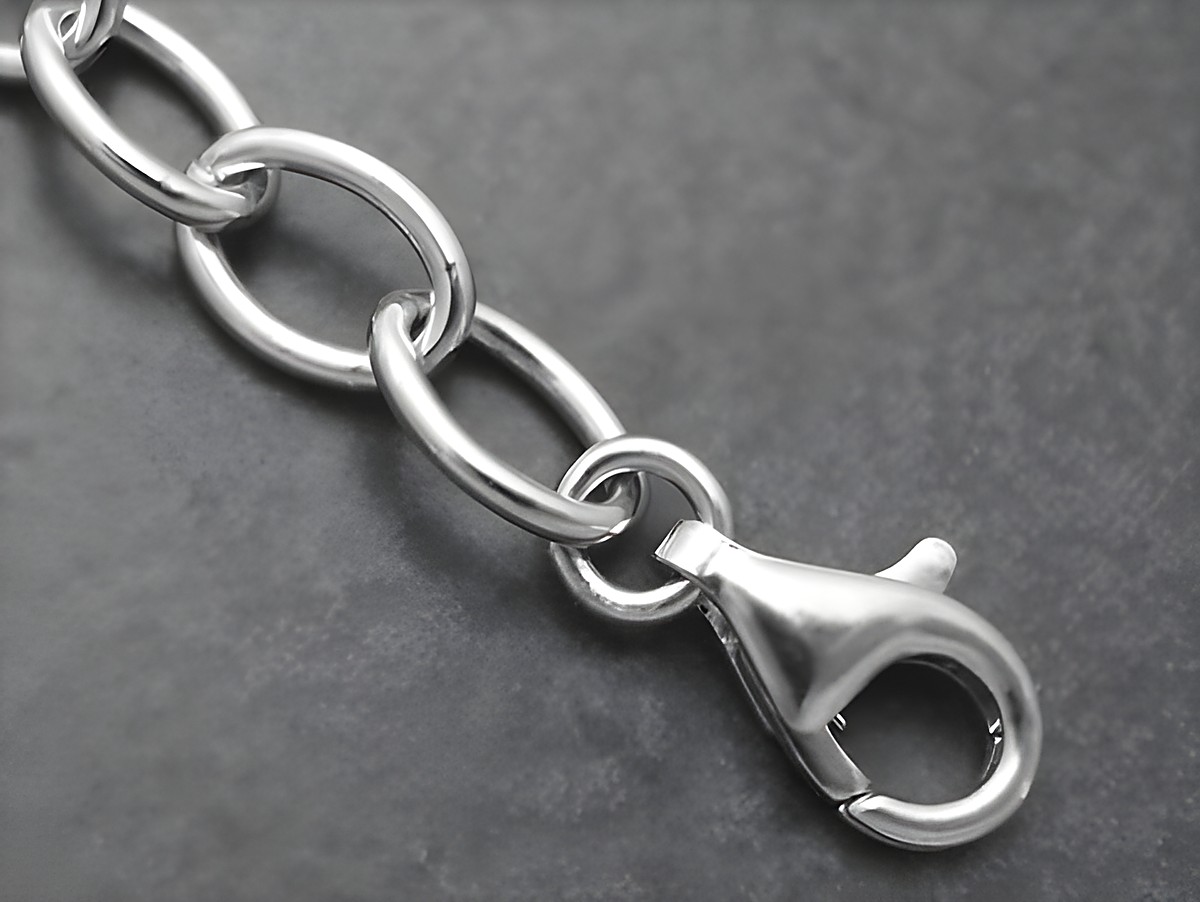 Silber Armband 15 cm Rundanker 6,2 mm Sterling Silber rhodiniert mit praktischem Karabinerverschluss, Hersteller Juwelier Harnisch, ideal für individuelle Charms.