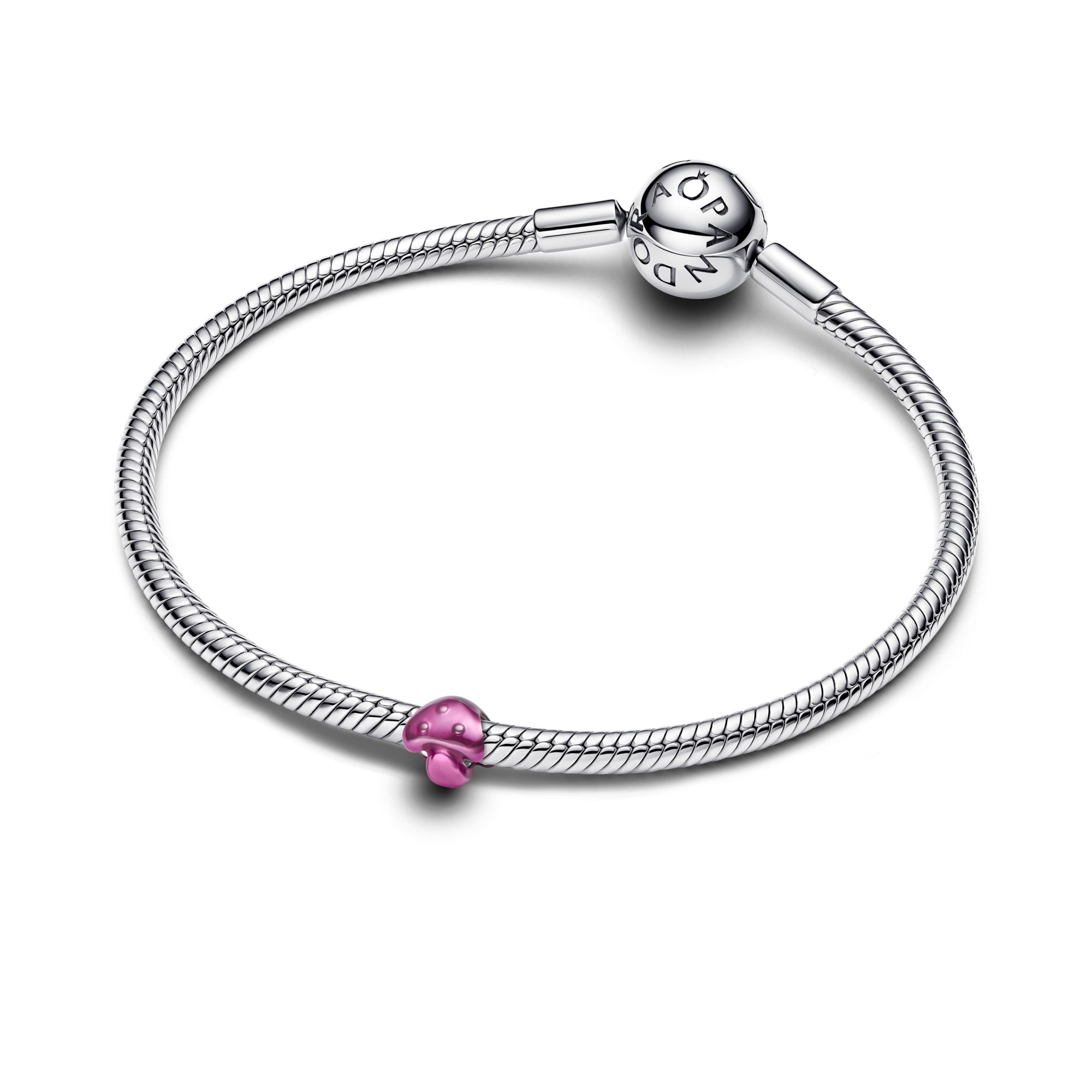 Pandora Rosafarbener Pilz Mini-Charm - Sterling Silber - Emaille Pink – Ansicht 3