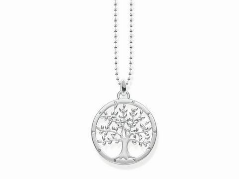 Silberne Kette von Thomas Sabo mit einem Anhänger in Form eines Lebensbaums, Kettenlängen 40/42,5/45 cm, ideal für elegante und zeitlose Looks.