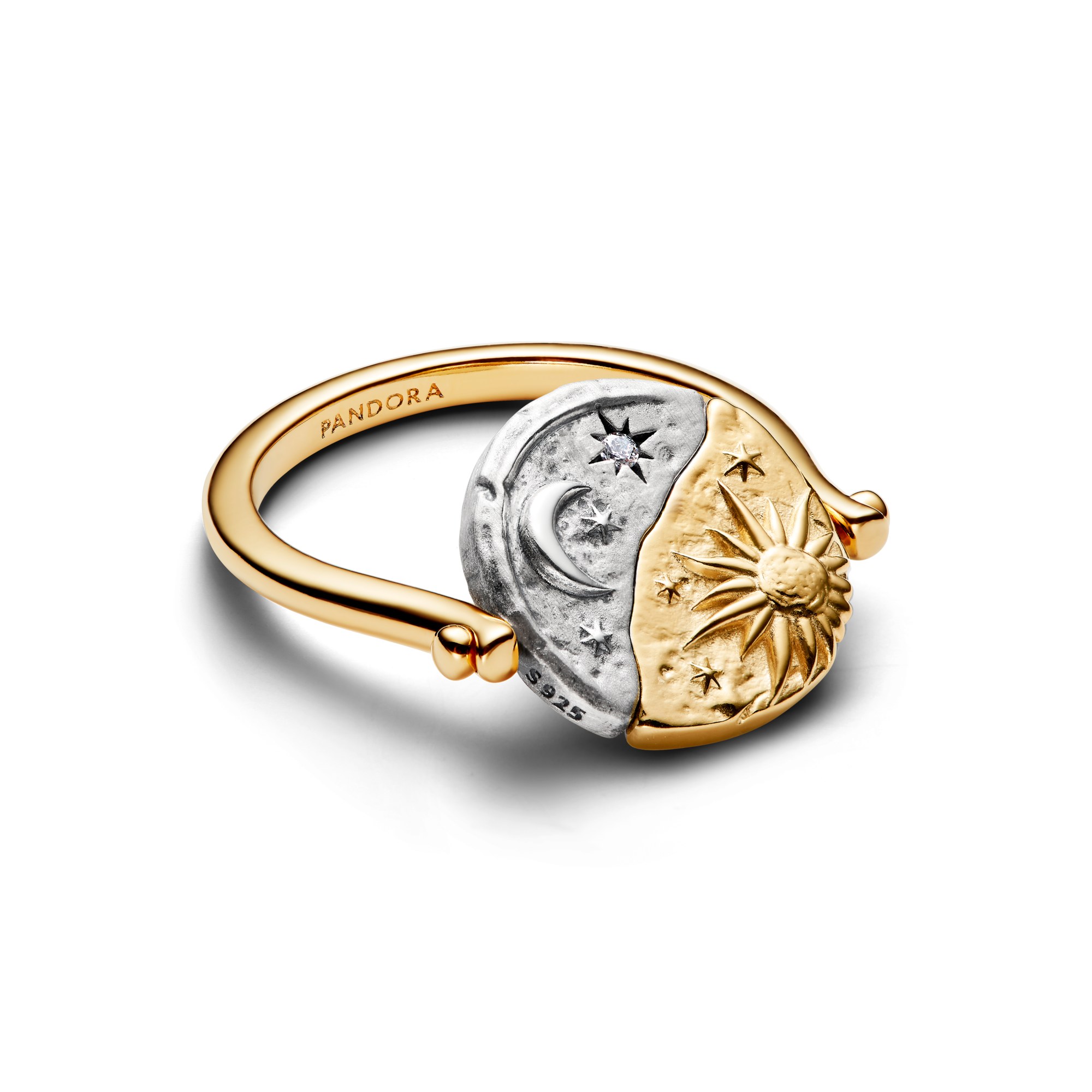 Pandora ME - Sonne & Mond - Medaillon-Ring - Sterling Silber & Gelbgold Vergoldung - Zirkonia – Ansicht 2
