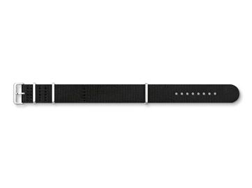 Schwarzes Nato-Textilarmband von Thomas Sabo ZWA0308-276-11-20 mm mit silberner Schnalle und mehreren Einstichlöchern für die individuelle Anpassung. Ideal für jeden Anlass.