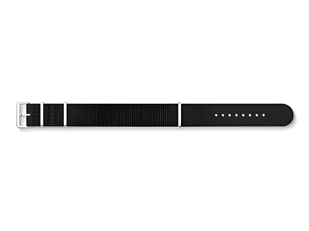 Schwarzes Nato-Textilarmband von Thomas Sabo ZWA0308-276-11-20 mm mit silberner Schnalle und mehreren Einstichlöchern für die individuelle Anpassung. Ideal für jeden Anlass.