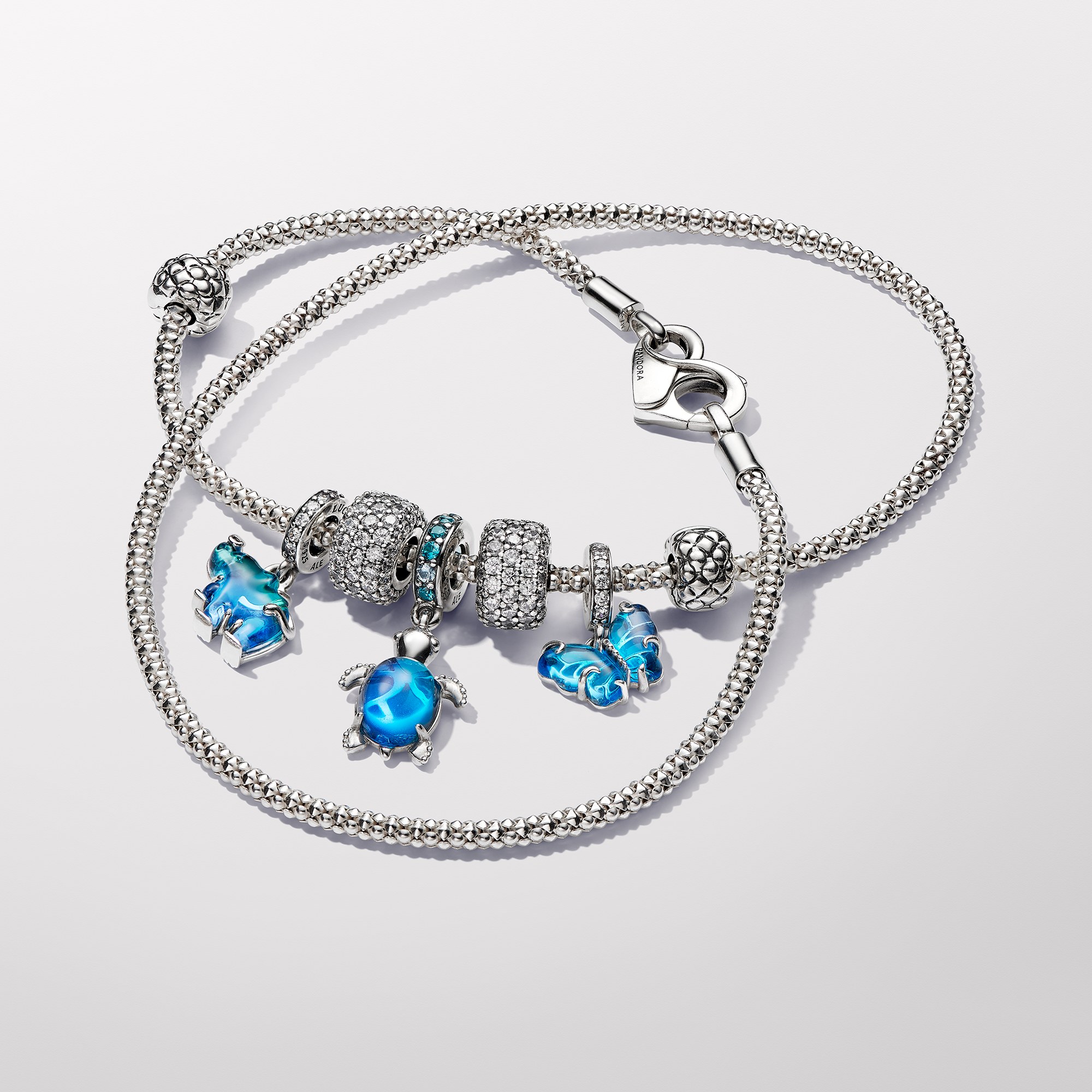 Pandora Blauer Murano-Glas Elefanten Charm-Anhänger - Sterling Silber - Zirkonia Blau – Ansicht 3