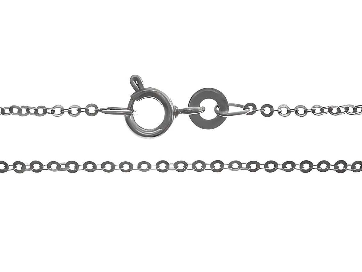 Ankerkette mit Anker und rhodiniertem Silber in der Länge von 38 cm und einer Stärke von 1,8 x 1,8 mm, hergestellt von Juwelier Harnisch, ideal für modischen Schmuck.