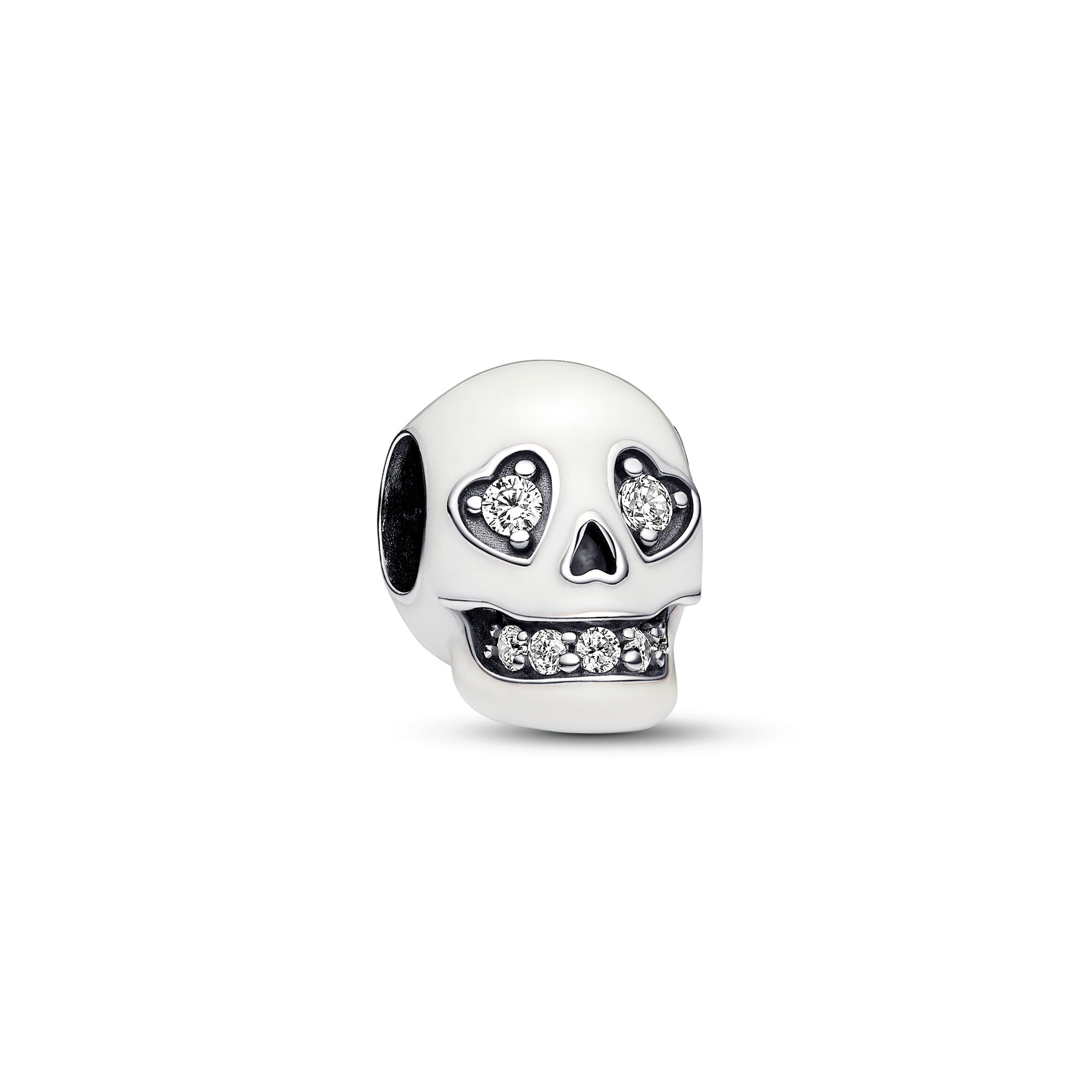 Pandora Totenkopf - im Dunkeln leuchtend - Sterling Silber - Zirkonia + Emaille