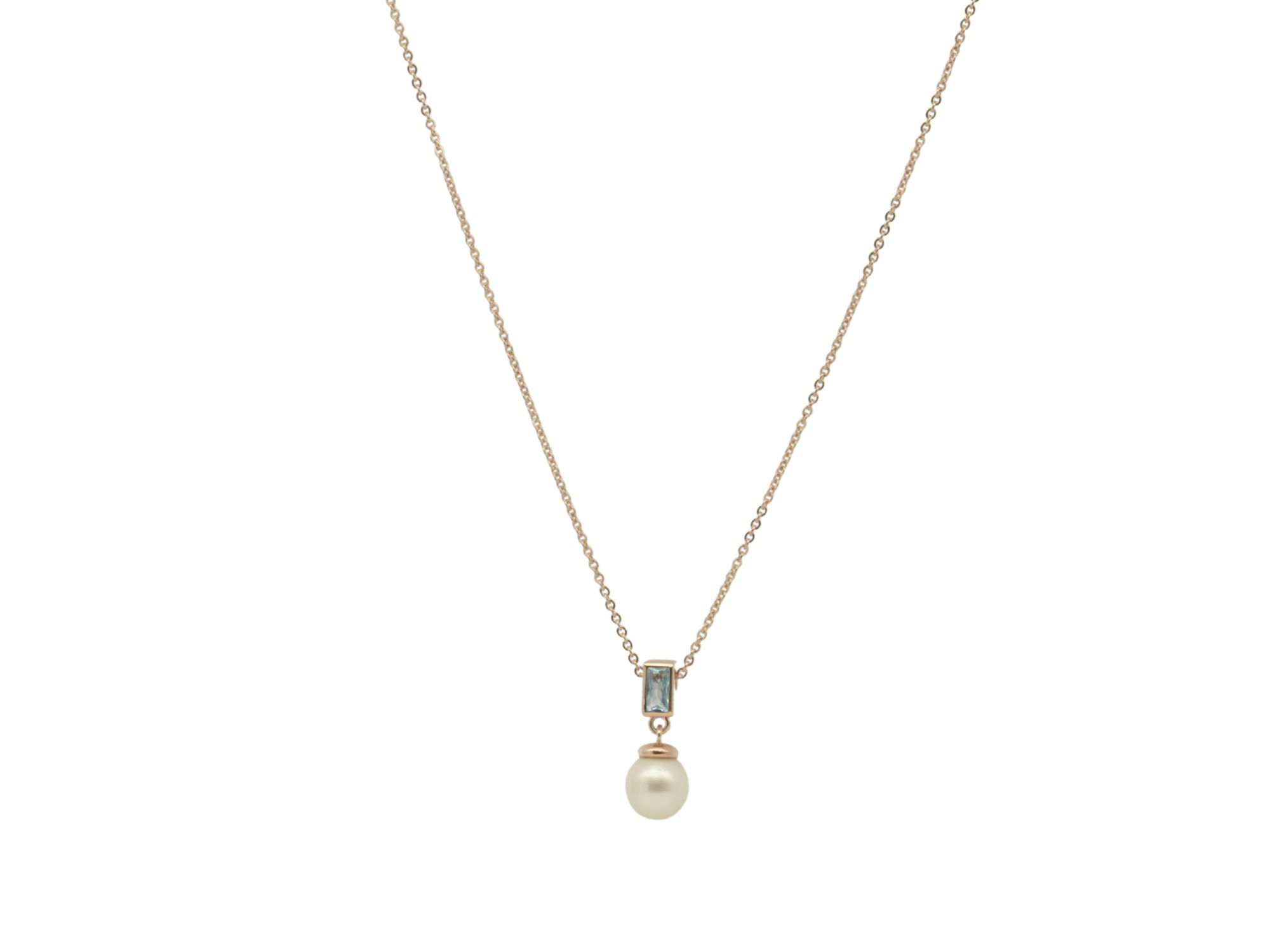 Kette Perle inkl. Anhänger - Sterling Silber Roségold Verg. - Zuchtperle - 42+45 cm