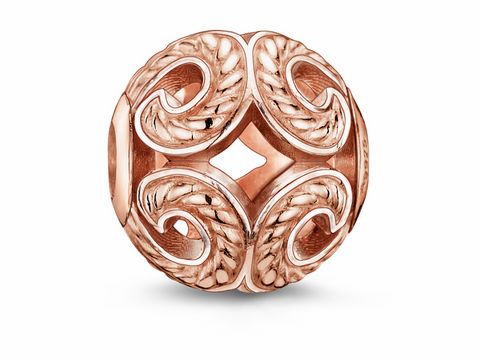 Thomas Sabo Karma Beads K0009-415-12 Welle aus Silber mit vergoldetem Roségold und aufwendiger Musterung, verziert mit einem Stein für stilvolle Armbänder.