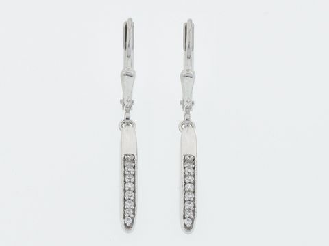 301742-0 Ohrringe Silber rhod. Rechteck schlicht elegant Hänger Zirkonia Hersteller Juwelier Harnisch Ohrhänger mit Stein.