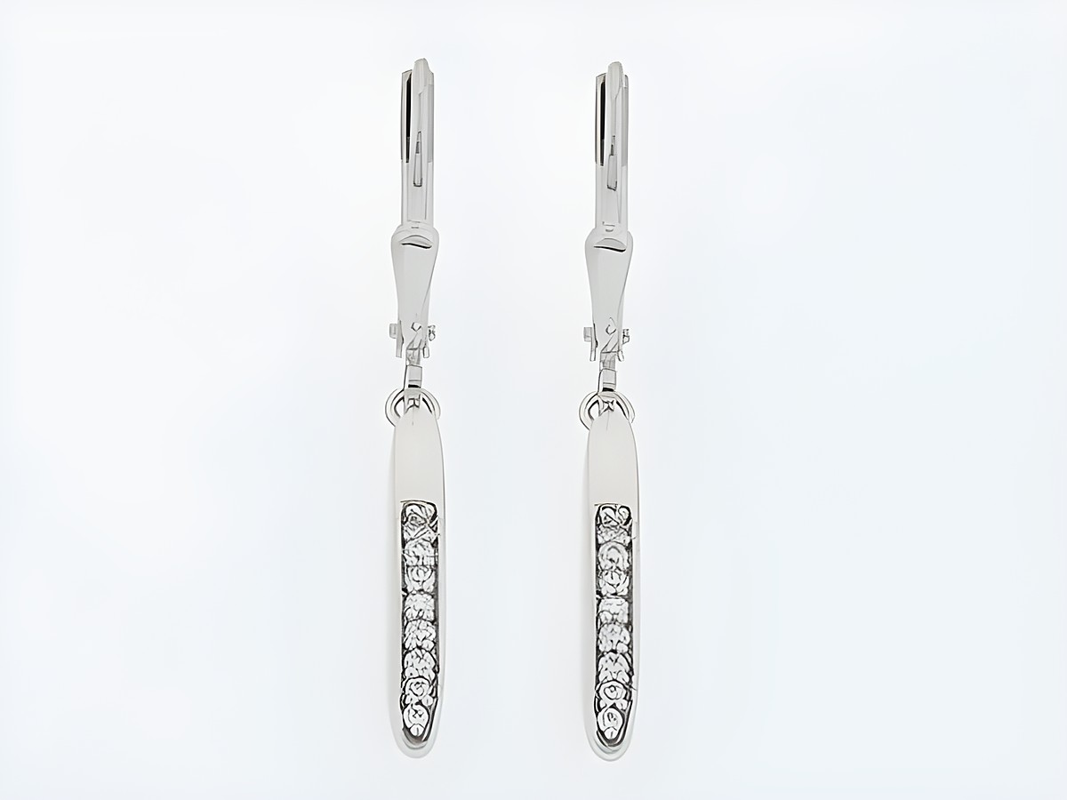 Ohrringe Silber rhod. Rechteck schlicht elegant Hänger Zirkonia Hersteller Juwelier Harnisch Ohrhänger mit Stein.