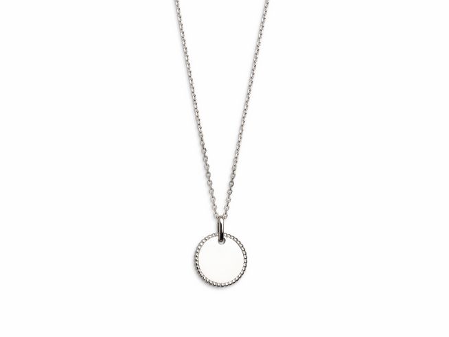 Xenox Sterling Silber Kette XS3542 in 40-45 cm mit Ankerkette und gravierbarer runder Gravurplatte, elegant und vielseitig für jeden Anlass. Ideal für persönliche Gravuren.
