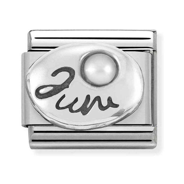 Nomination Composable Classic Charm Monatsstein Juni Perle weiß - Edelstahl, Sterling Silber