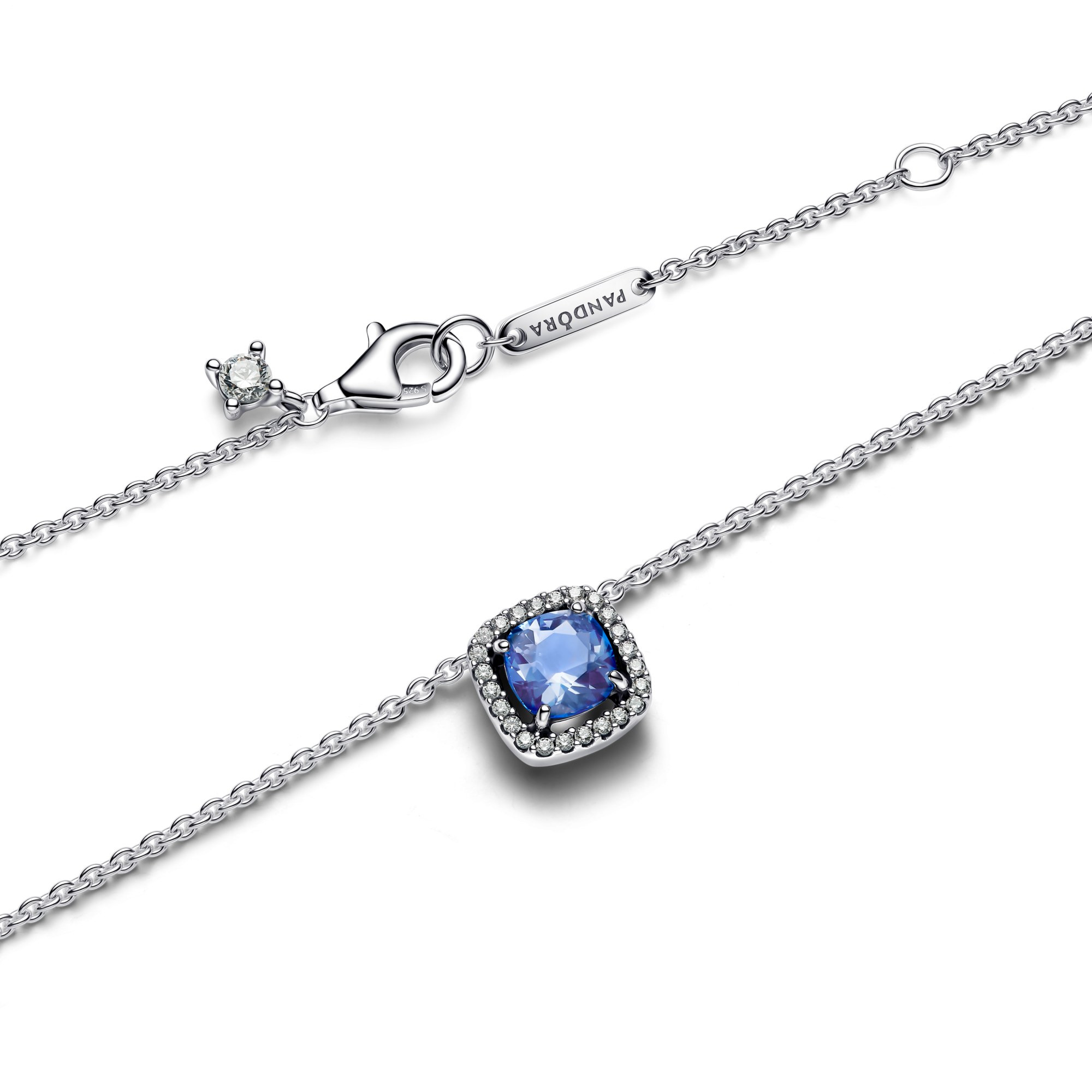 Pandora Silber Collier mit Cornflower Blue Kristall und klarem Zirkonia - 45 cm – Ansicht 2