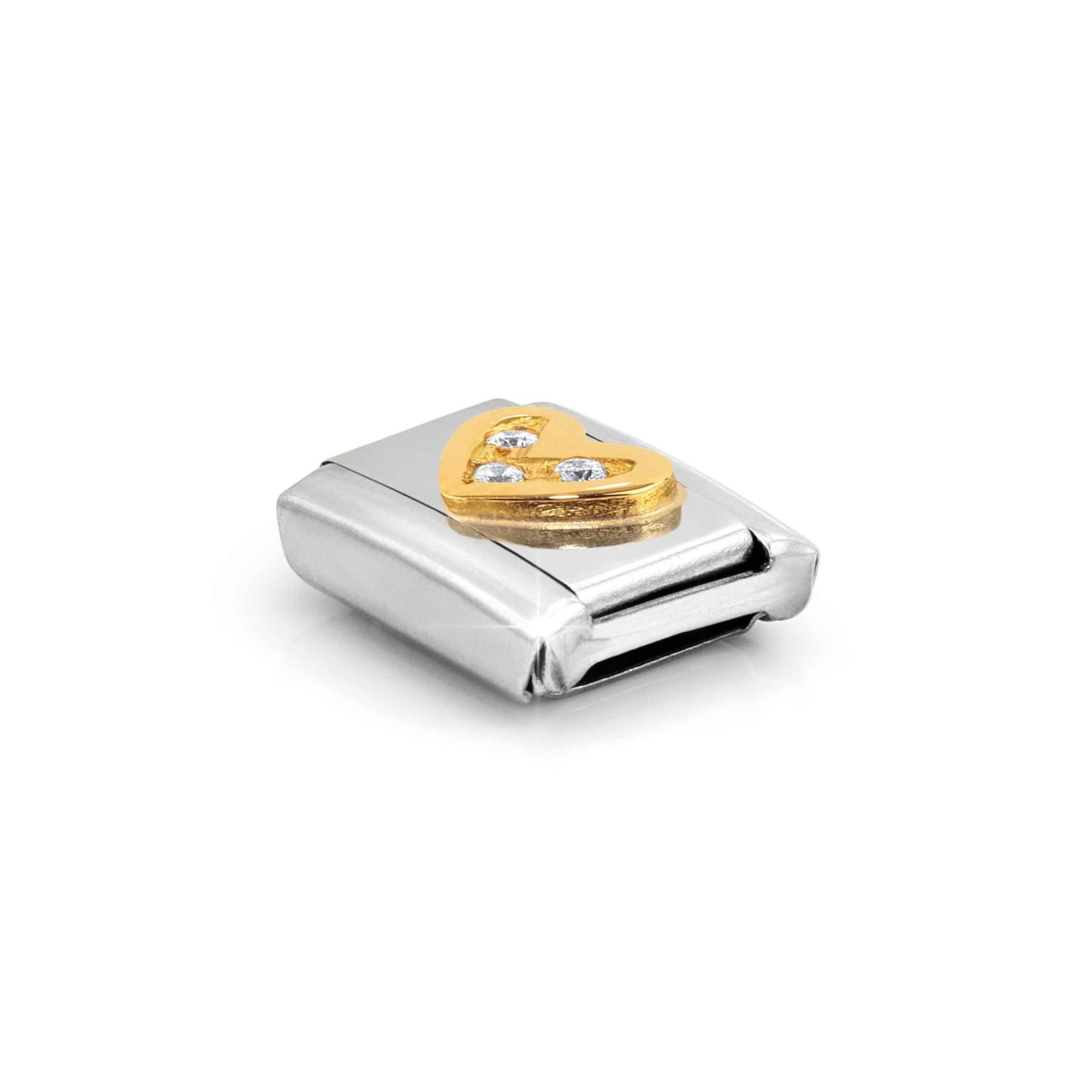 Nomination Composable Classic Charm Herz weiß - Edelstahl, Gold 750 Gelbgold, Zirkonia – Ansicht 4