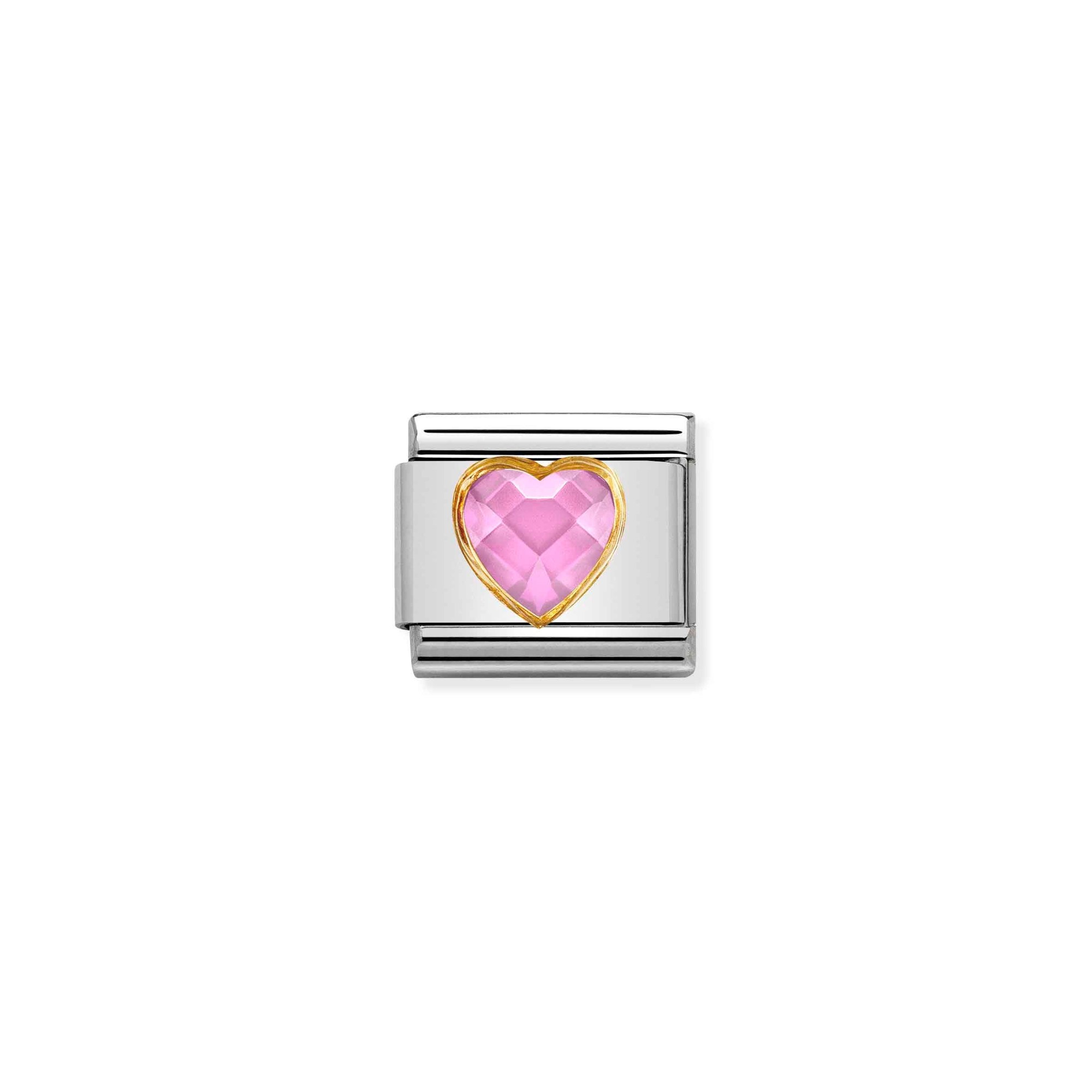 Nomination Composable Classic Charm Herz Zirkonia rosa - Edelstahl, Gold 750 Gelbgold